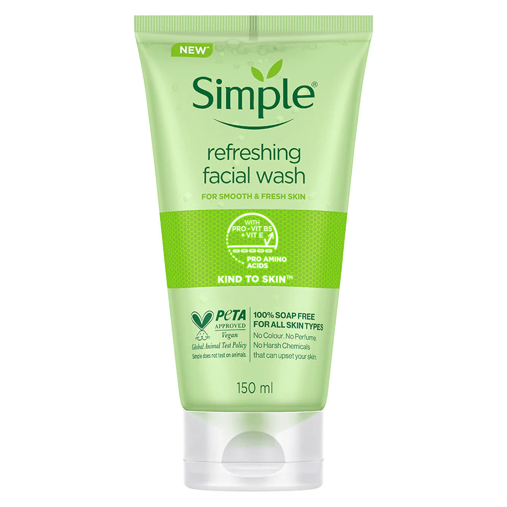 Simple Refreshing Face Wash – Gentle Soap-Free Cleanser for Sensitive Skin, Hydrating Daily Face Wash for Men & Women (150ml)