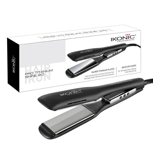 IKONIC Black Titanium Pro Hair Straightener | Professional Salon-Grade Sleek Hair Styler